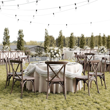 Flash Furniture HERCULES Commercial Dark Brown Indoor/Outdoor Wood Look Resin Cross Back Chair L-9-M2-DKBRN-GG